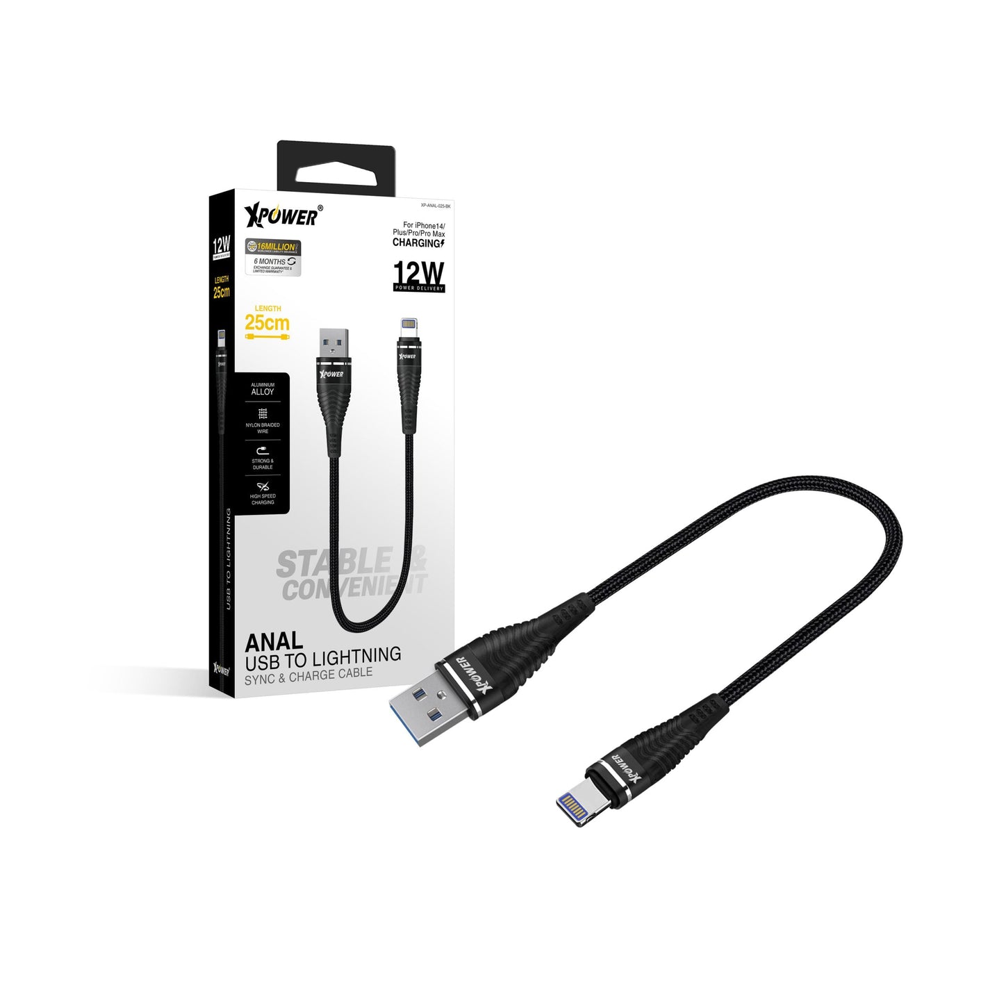 ANAL 25cm鋁合金高速傳輸充電USB&gt;Lightning線
