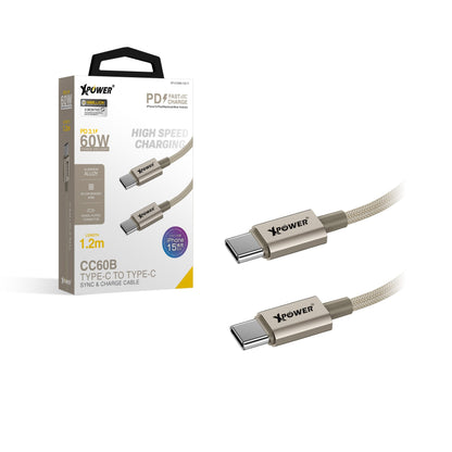 CC60B 1.2M 鋁合金60W高速傳輸充電Type-C&gt;Type-C線