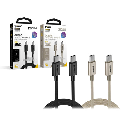 CC60B 2M 鋁合金60W高速傳輸充電Type-C&gt;Type-C線