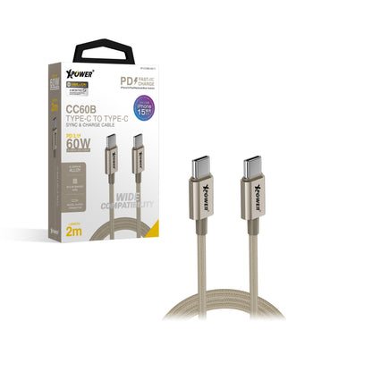 CC60B 2M 鋁合金60W高速傳輸充電Type-C&gt;Type-C線