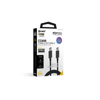 CC60B 2M 鋁合金60W高速傳輸充電Type-C&gt;Type-C線