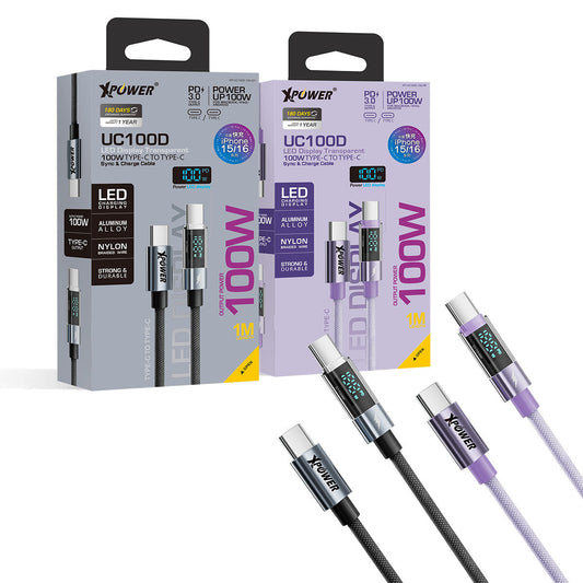 UC100D 1M LED顯示100W高速傳輸充電 Type-C&gt;Type-C線