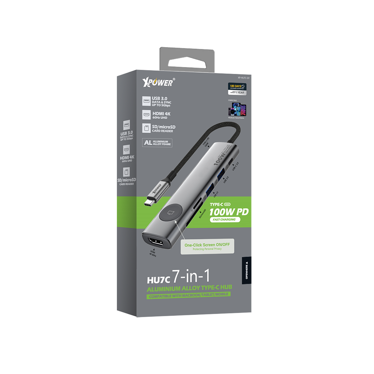 HU7C 7合1 100W PD Hub