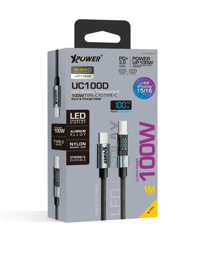 UC100D 1M LED顯示100W高速傳輸充電 Type-C&gt;Type-C線