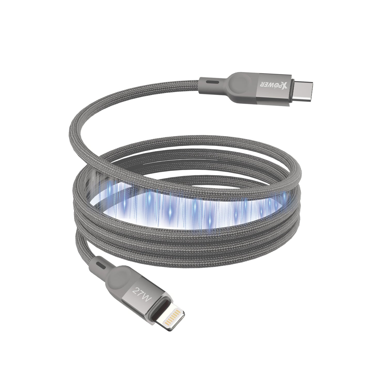 MCL27 1M磁吸收納鋁合金27W高速傳輸充電Type-C&gt;Lightning線