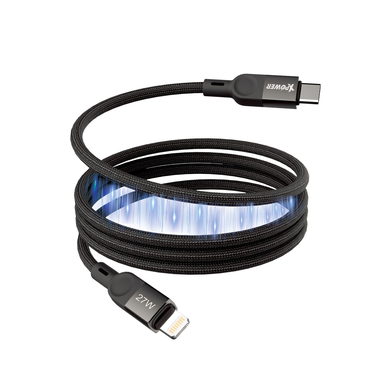 MCL27 1M磁吸收納鋁合金27W高速傳輸充電Type-C&gt;Lightning線