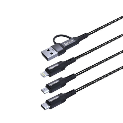 ACX3 2in 3out Nylon Charging Cable 1m