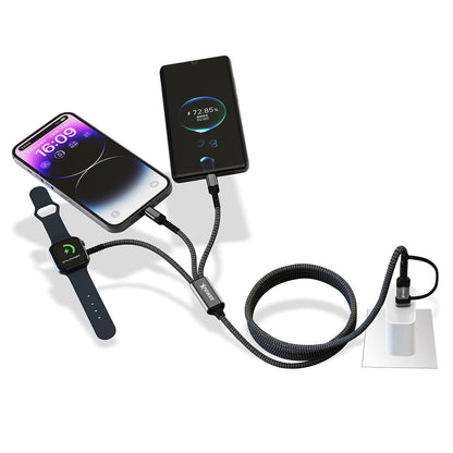 3X2W 6合1 2出3 60W PD3.0  鋁合金傳輸無線充電線