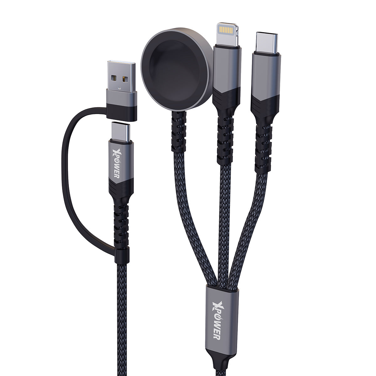 3X2W 6合1 2出3 60W PD3.0  鋁合金傳輸無線充電線