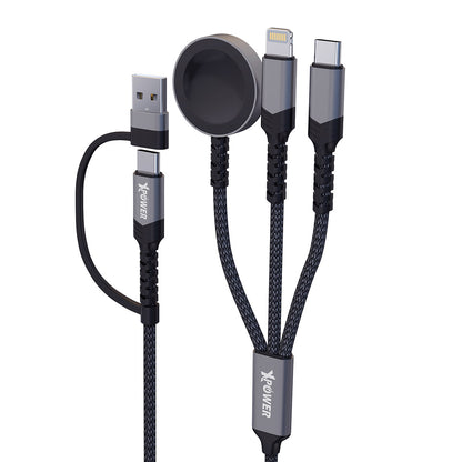 3X2W 6合1 2出3 60W PD3.0  鋁合金傳輸無線充電線