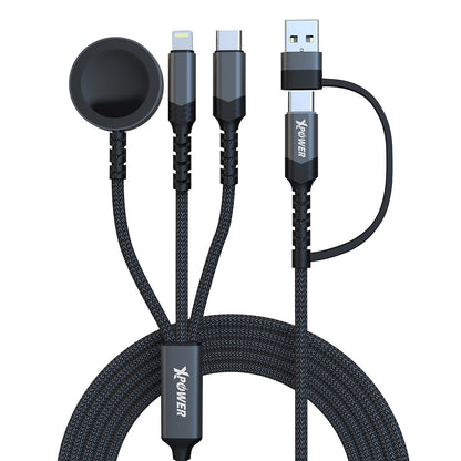 3X2W 6合1 2出3 60W PD3.0  鋁合金傳輸無線充電線