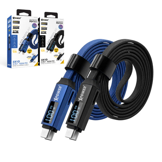 3X1D 3合1 100W PD 鋁合金高速傳輸充電線