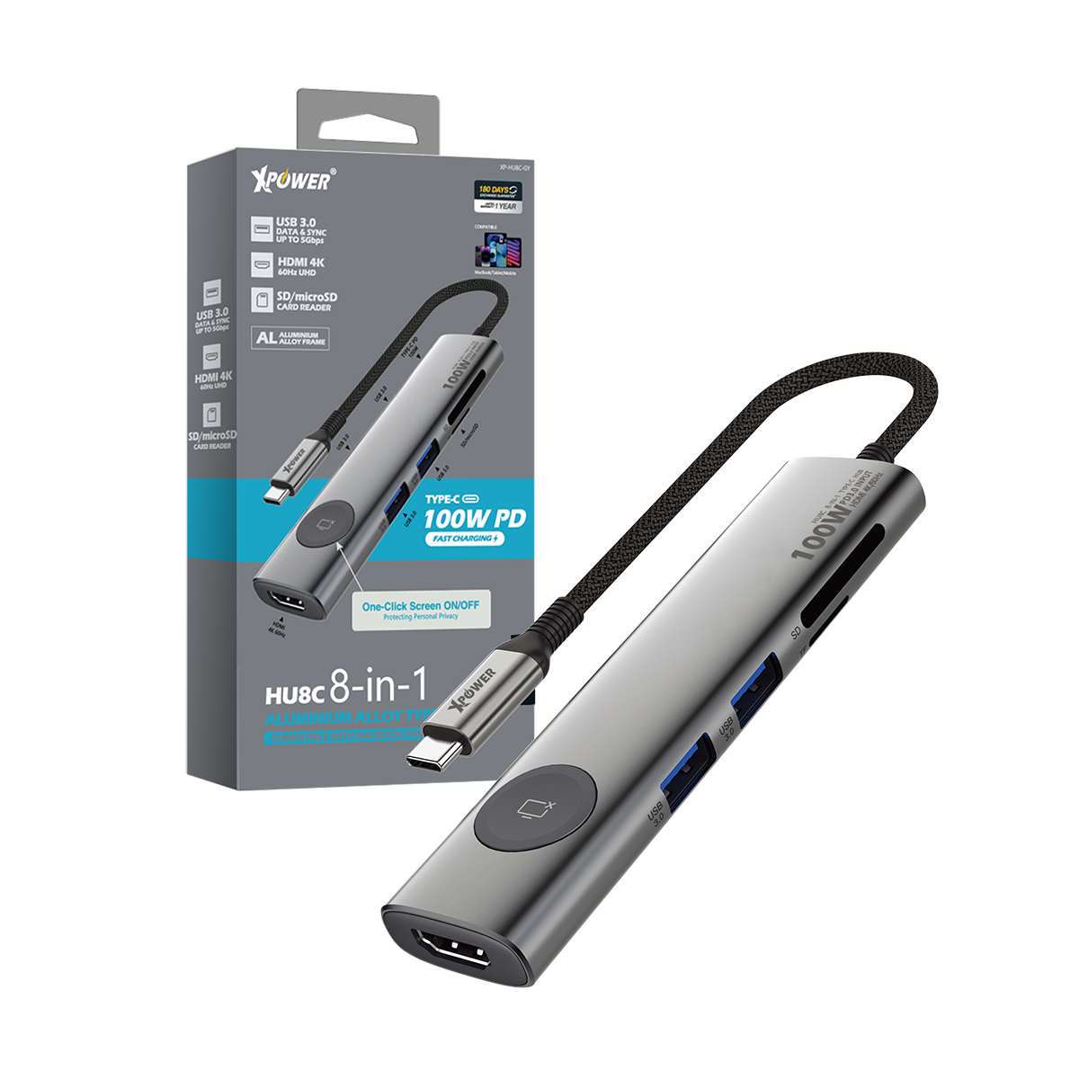 HU8C 8合1 100W PD Hub