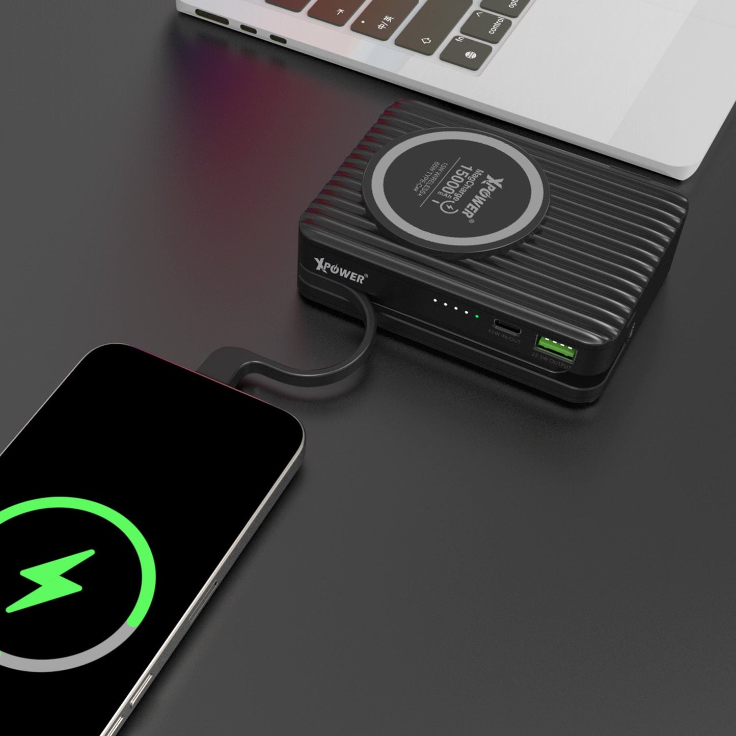 CPD15 3合1 15000mAh PD 65W MagSafe無線充+外置電+旅行充電轉插