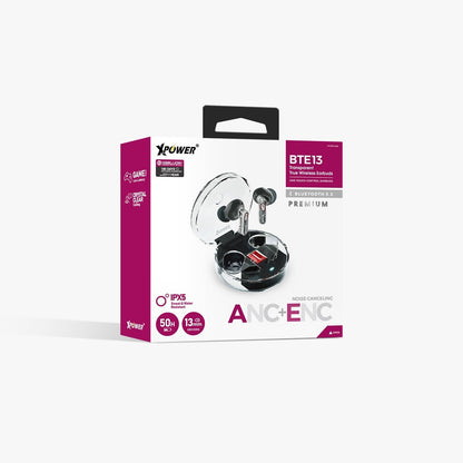 BTE13+ENC 型格透明 ANC主動降噪藍牙5.3藍牙耳機