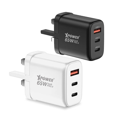 GW65C 65W可摺疊伸縮腳3輸出 PD3.0/PPS/QC 迷你快充插牆GaN充電器
