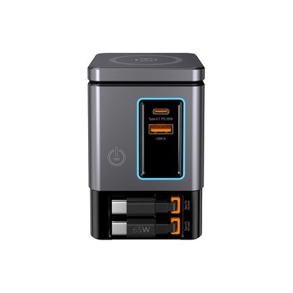 RN105  Qi2 6輸出 105W GaN 雙無線快充+雙內置伸縮線塔式充電器