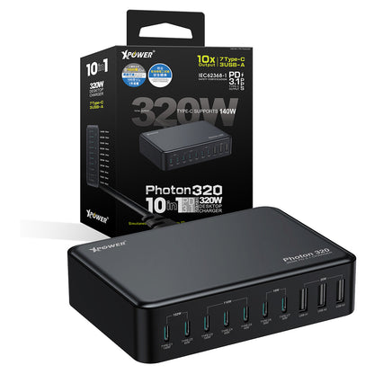 PHOTON320 320W 10 合 1  PD3.1/PPS 桌上型快速充電器