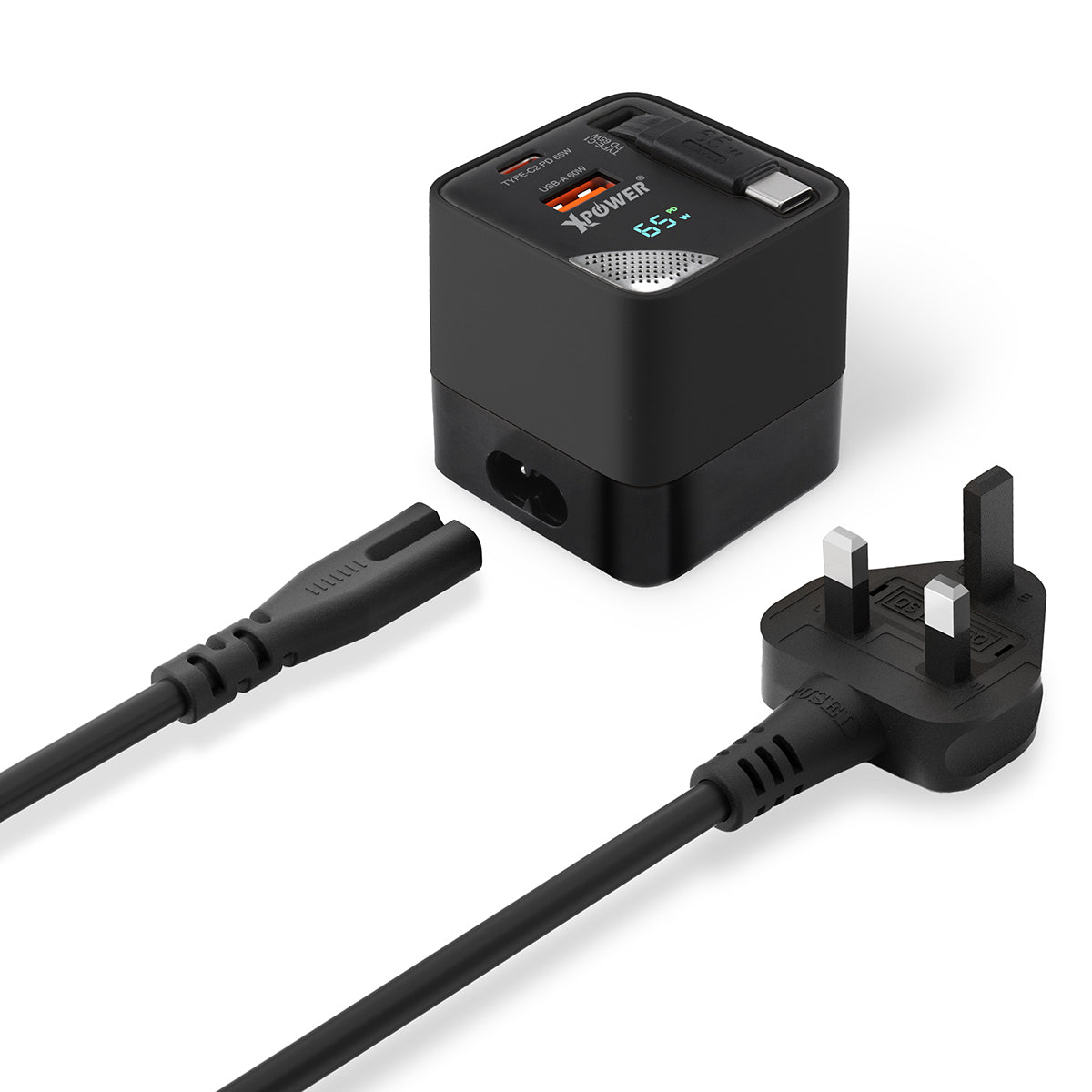 GX65B 3合1超迷你65W GaN PD座枱充電器