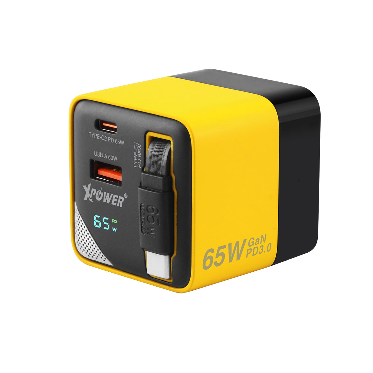 GX65B 3合1超迷你65W GaN PD座枱充電器