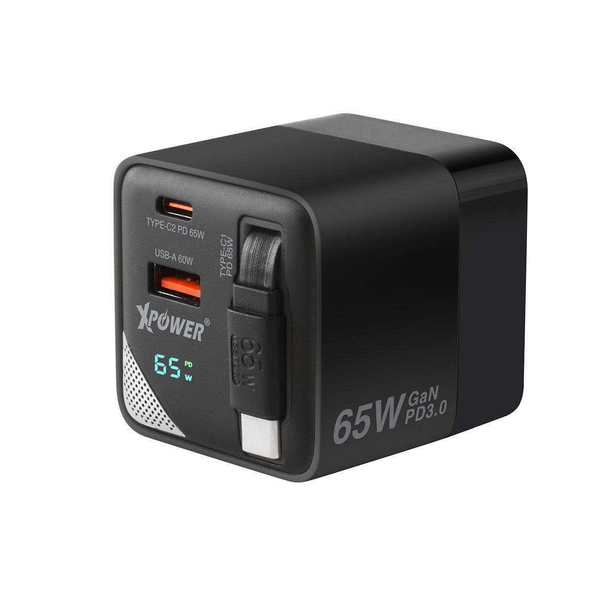GX65B 3合1超迷你65W GaN PD座枱充電器
