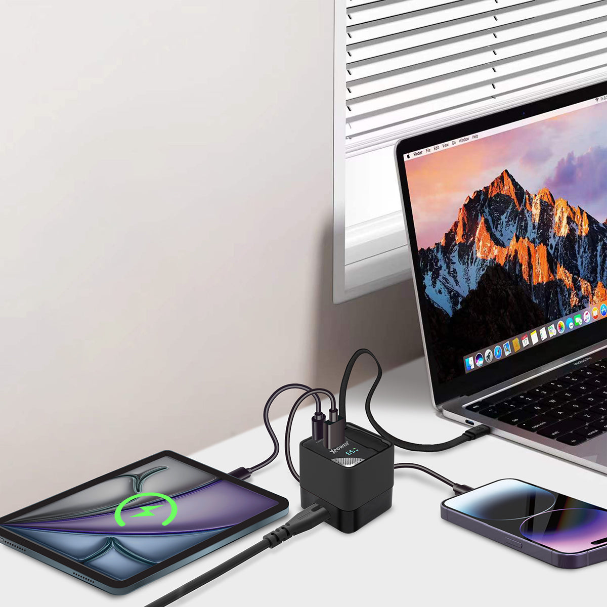 GX65B 3合1超迷你65W GaN PD座枱充電器