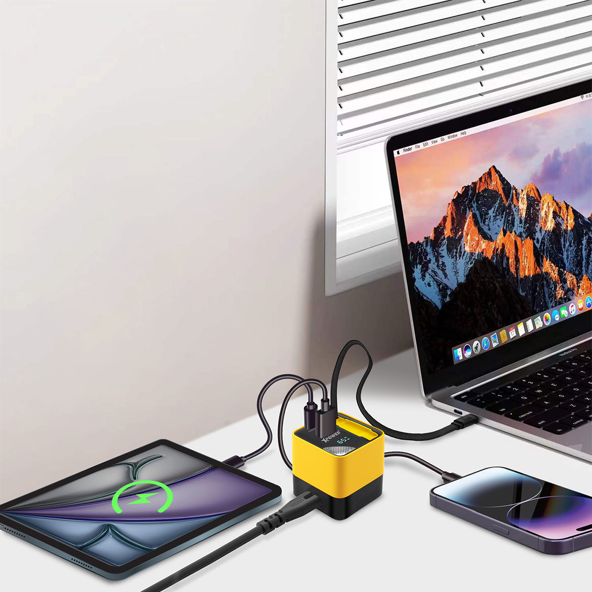 GX65B 3合1超迷你65W GaN PD座枱充電器