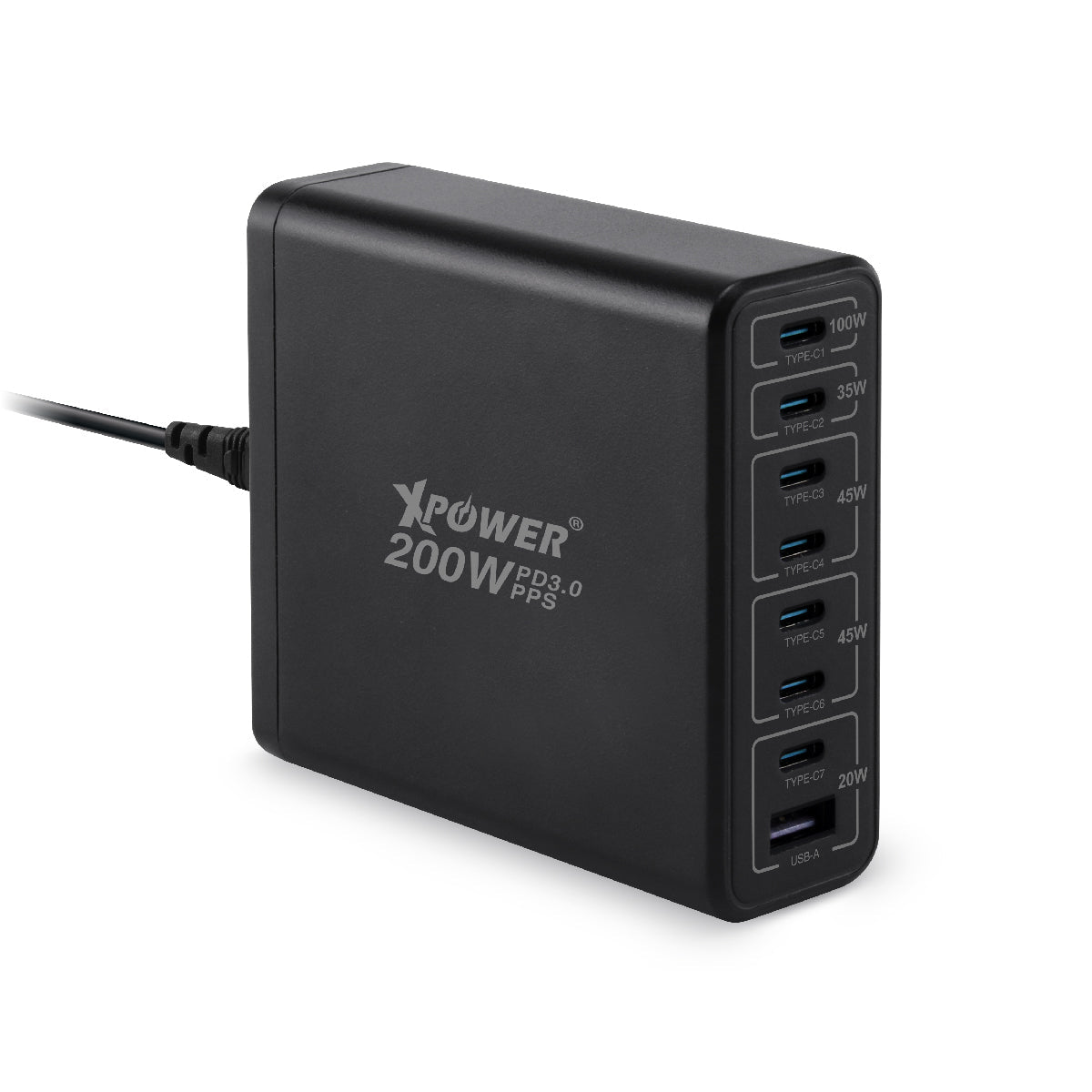 GX200B 200W 8輸出 PD3.0/PPS 桌上型GaN充電器