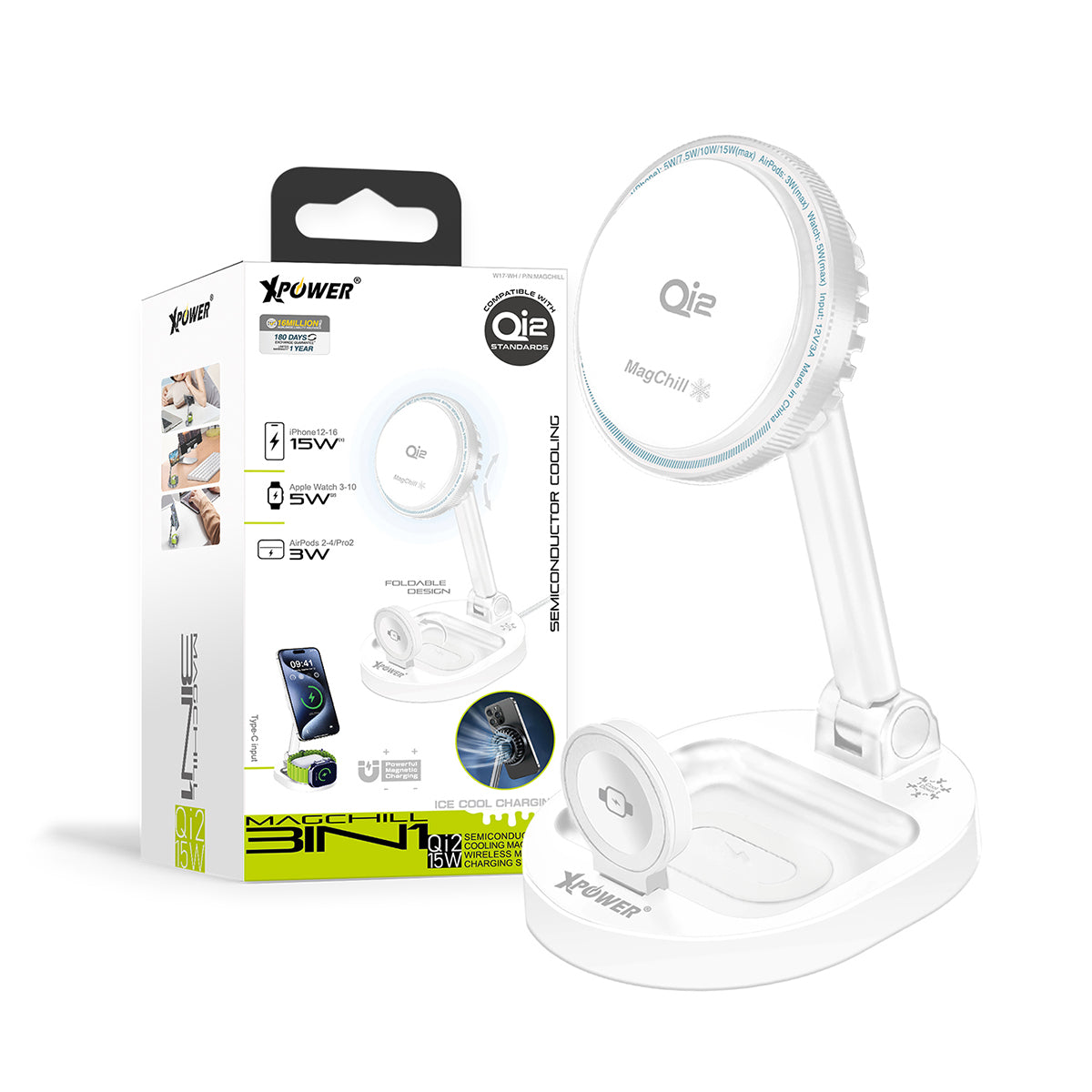 MAGCHILL 3in1 Qi2 15W半導體制冷MagCharge冰冷磁吸無線充電座