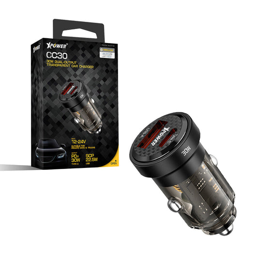 CC30 30W 雙輸出透明車用充電器