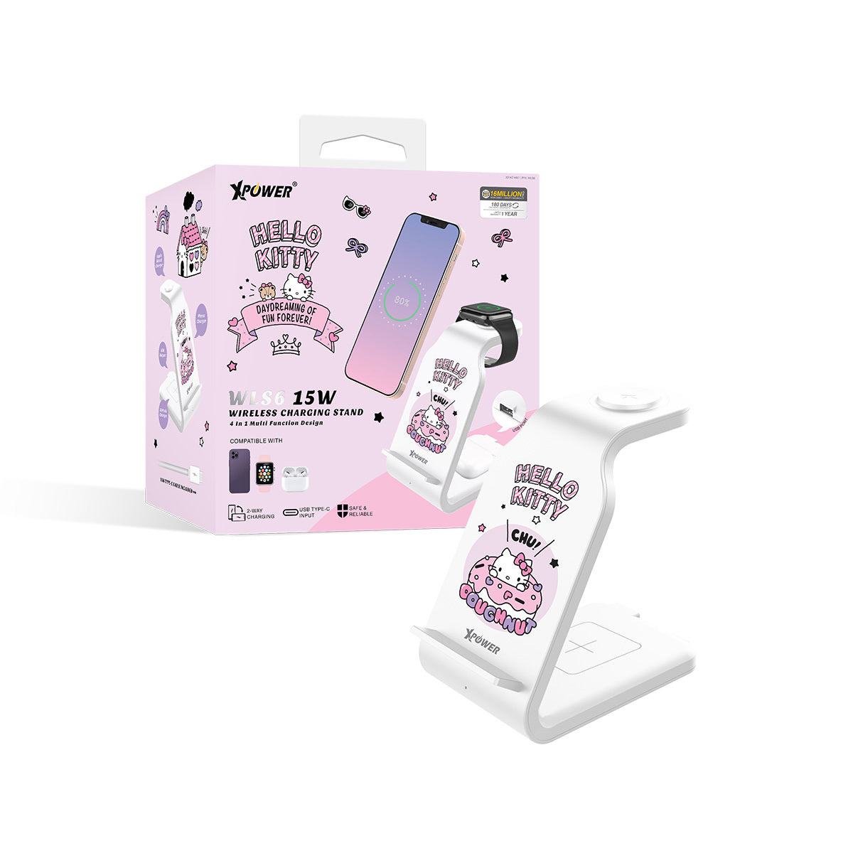 x Sanrio Hello Kitty 15W 4合1多功能無線充電器