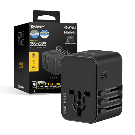 TA45B 6輸出 45W PD/PPSGaN旅行充電器